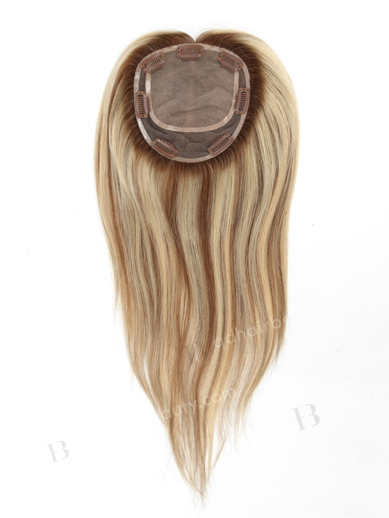 .5"*6" European Virgin Hair 16" Natural Straight T9/22# with 9# Highlights Silk Top Hair WR-TC-048