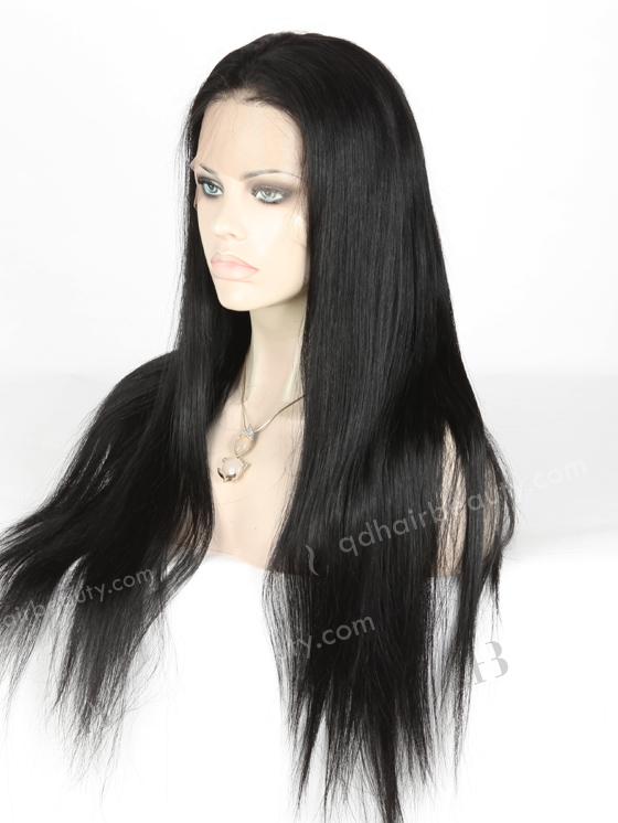 In Stock Indian Remy Hair 22" Straight 1# Color Full Lace Wig FLW-01643