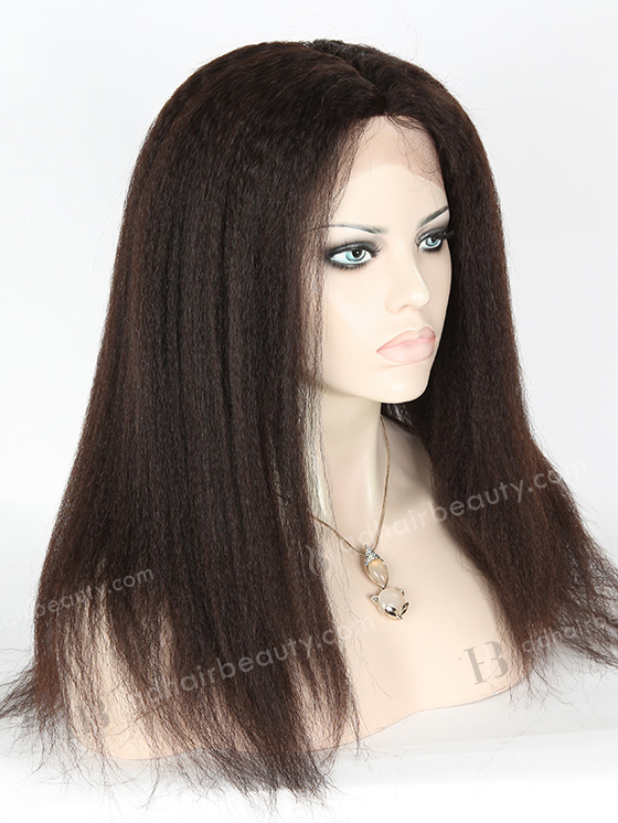 In Stock Brazilian Virgin Hair 18" Kinky Straight Natural Color Full Lace Wig FLW-04216