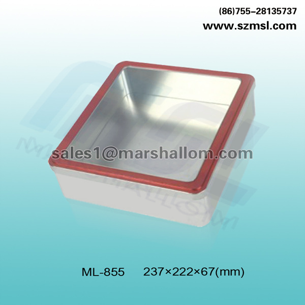 ML-855 Rectangular tin box with Plastic window
