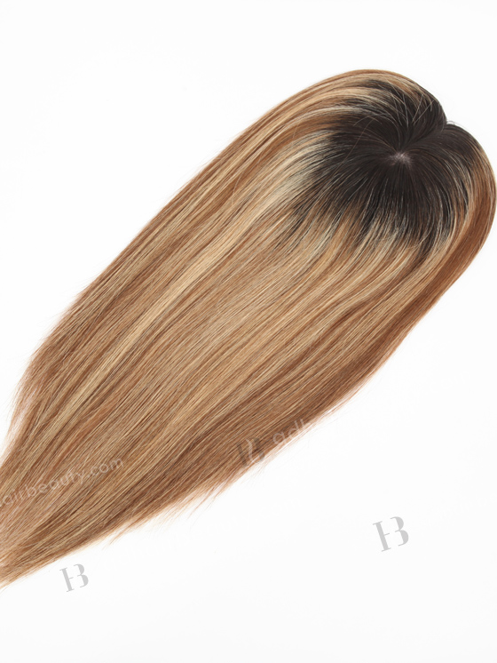 In Stock 5.5"*6.5" European Virgin Hair 16" Straight 6# With 27# Highlgihts, Natural Color Roots Silk Top Hair Topper-140