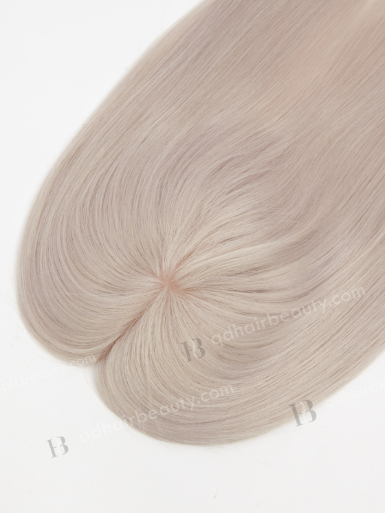 In Stock 5.5"*6.5" European Virgin Hair 16" Straight Silver Color Silk Top Hair Topper-135