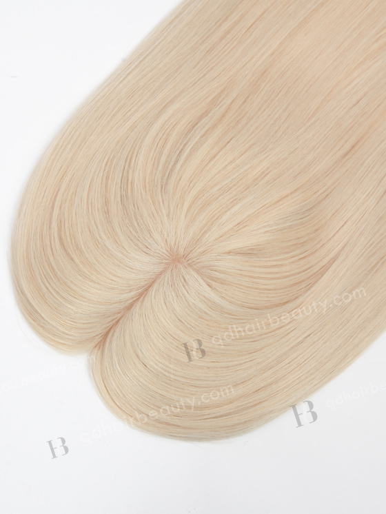 In Stock 5.5"*6.5" European Virgin Hair 16" All One Length Straight White Color Silk Top Hair Topper-153