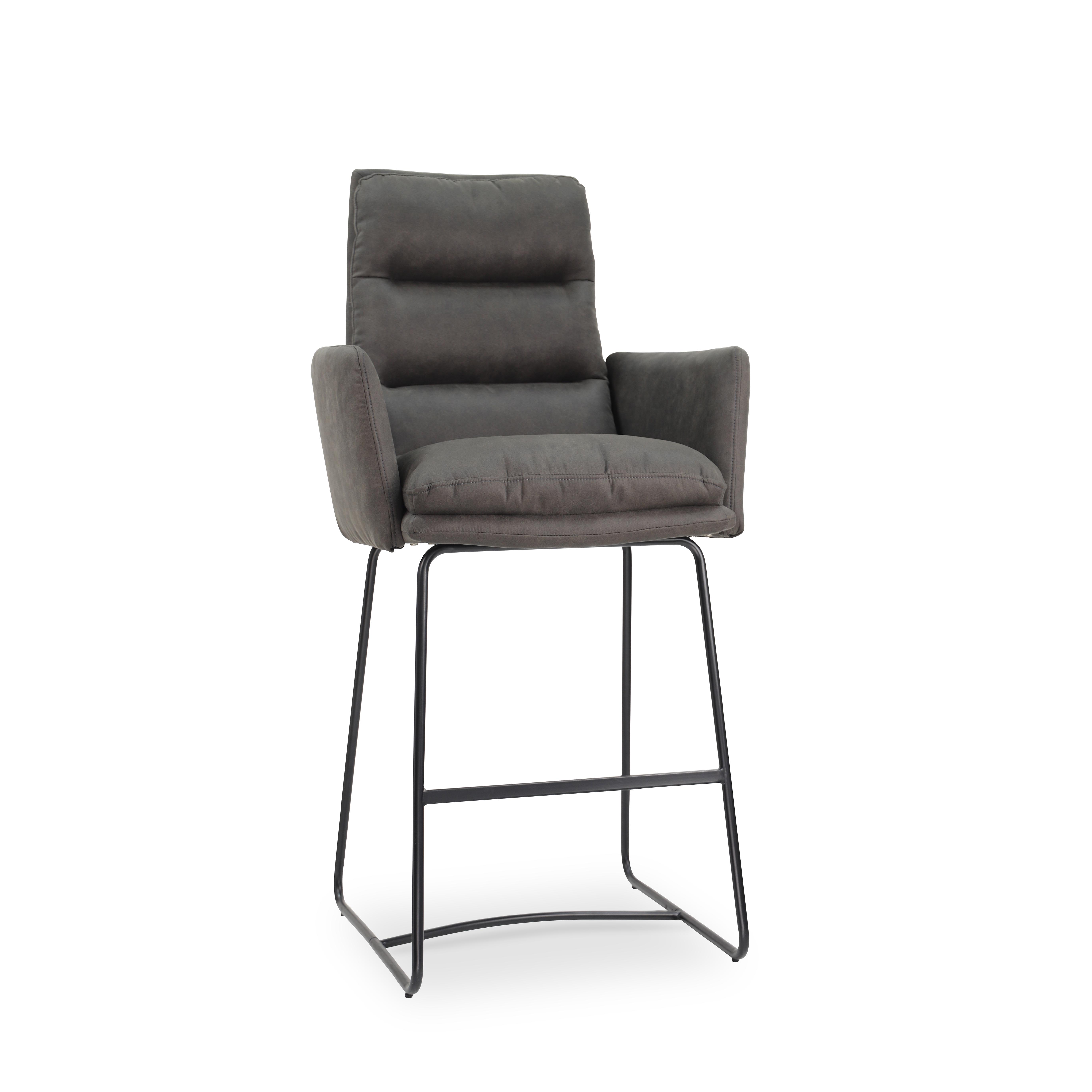 Барный стул из ткани Leath-aire с матовыми черными ножками с порошковым покрытием