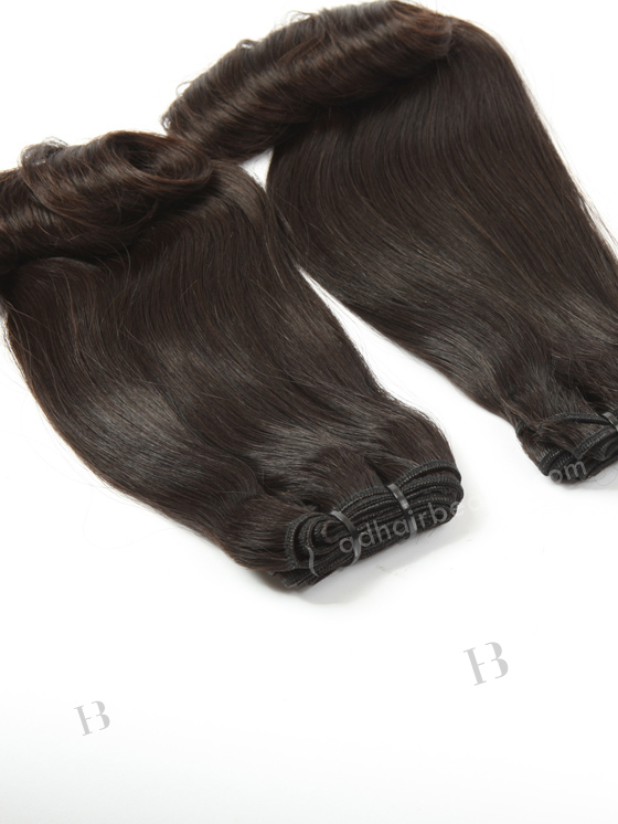 In Stock 7A Peruvian Virgin Hair 12" Double Drawn Straight with Roll Curl Tip Natural Color Machine Weft SM-665