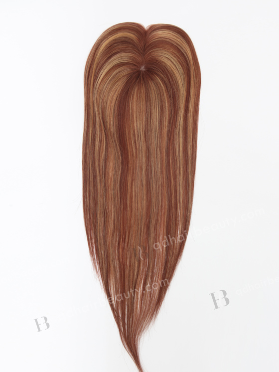 In Stock 2.75"*5.25" European Virgin Hair 16" Straight 33# with T33/27a# Highlights Color Monofilament Hair Topper-120