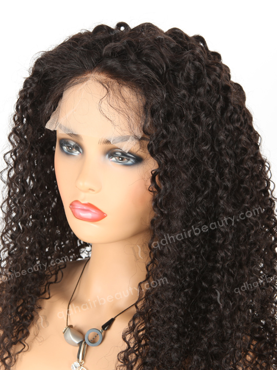 In Stock Brazilian Virgin Hair 22" Tight Curly Natural Color Lace Closure Wig CW-04003