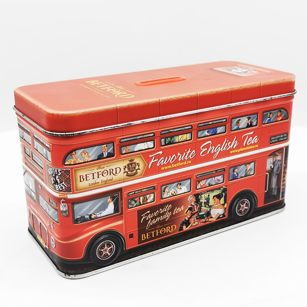 ML- 1115  Customized bus shape tin box,coin bank with a slot on the top