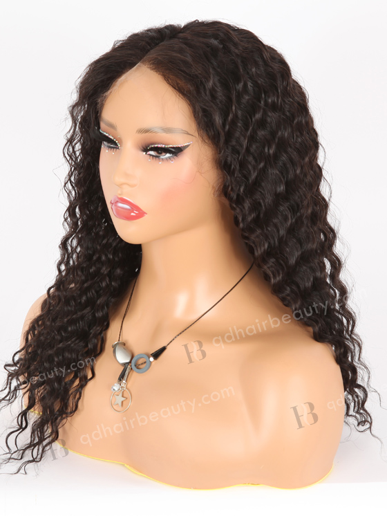 Full Lace Human Hair Wigs Indian Remy Hair 18" Deep Wave 1B# Color FLW-01737