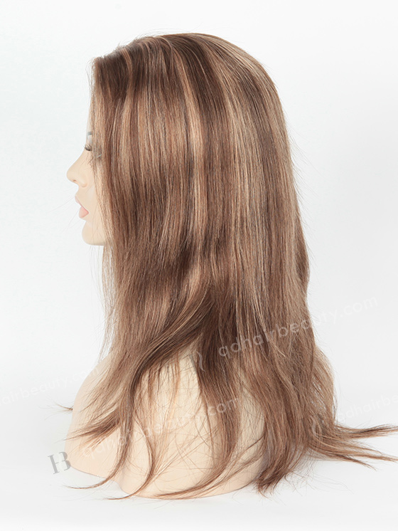In Stock European Virgin Hair 14" Straight 3/9# Evenly Blended with 16# Highlights Silk Top Glueless Wig GL-08004