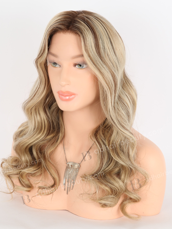 In Stock European Virgin Hair 20" Beach Wave T4/22# With 4# Highlights Color Lace Front Wig RLF-08039