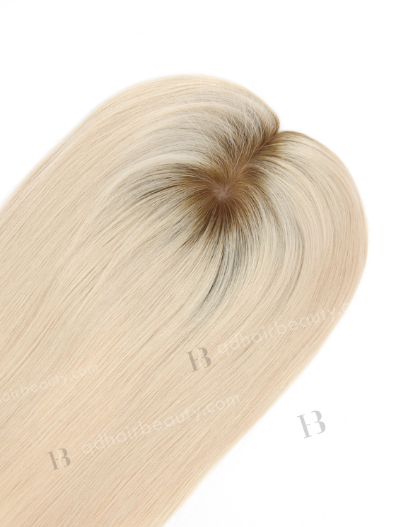 In Stock 5.5"*6.5" European Virgin Hair 16" Straight T9a/white Color Silk Top Hair Topper-144