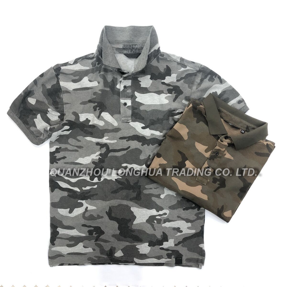 Men′s Boy′s Fashion Tops Knitwear Camo Cotton Pique Polo Shirt T-Shirt Enzyme Washed Printing Tee