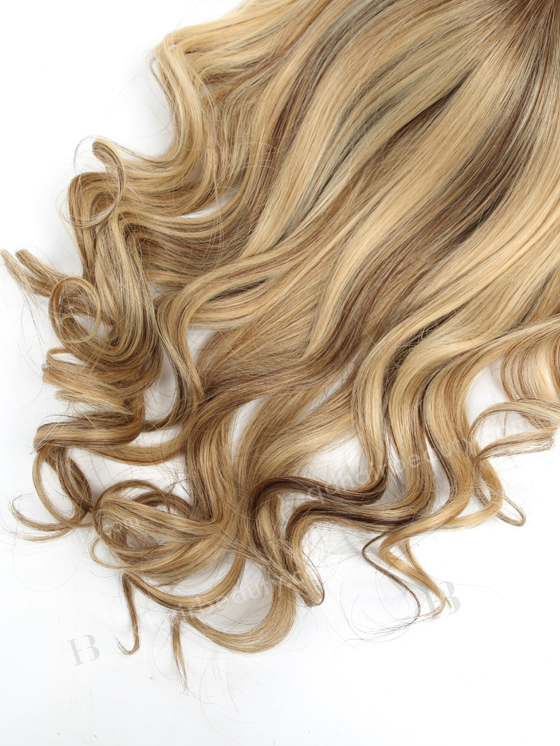 In Stock European Virgin Hair 16" Beach wave 22#/4# highlights with roots 4# 7"×8" Silk Top Open Weft Human Hair Topper-069