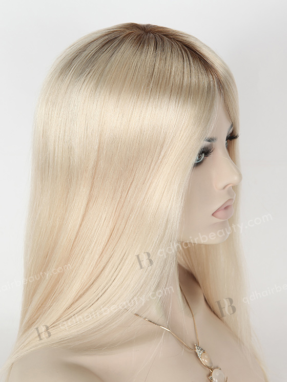 In Stock European Virgin Hair 14" Straight T9/white Color Silk Top Glueless Wig GL-08056