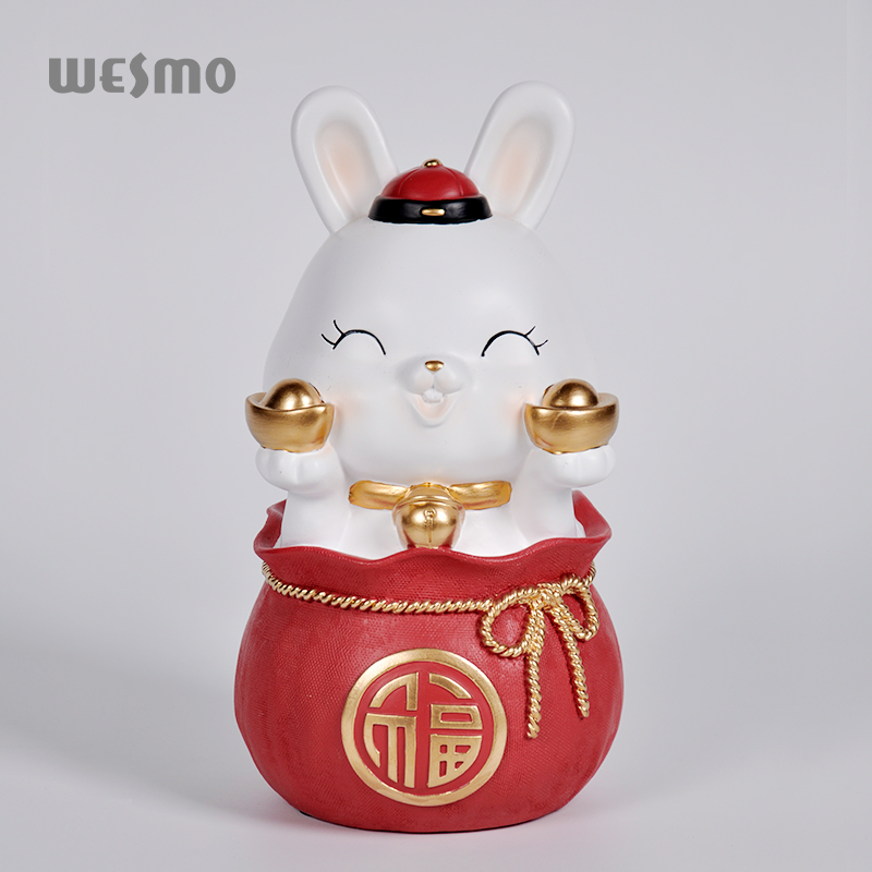 Resin Animals Rabbit Piggy Bank Table Decoration For Home Decorative Accent 