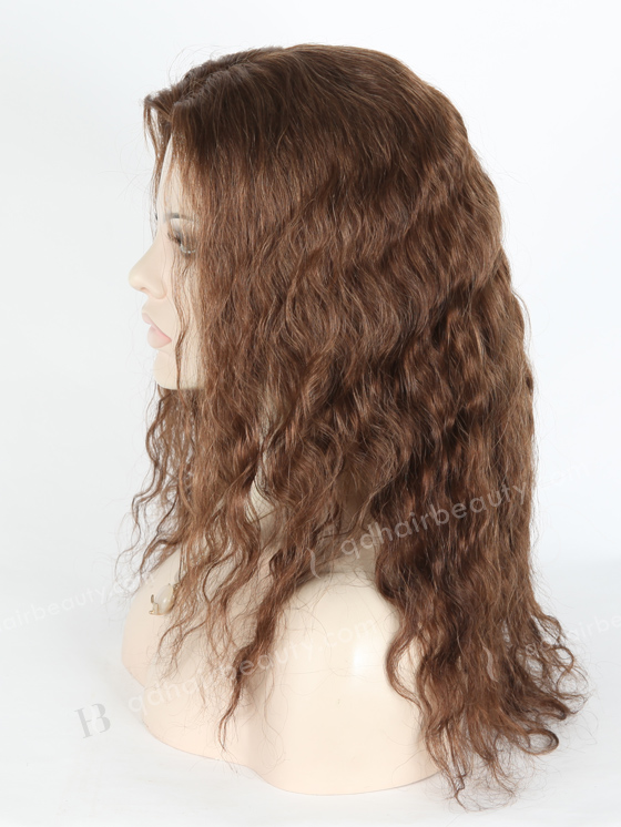 In Stock Brazilian Virgin Hair 16" Natural Curly 3/9# Evenly Blended Silk Top Glueless Wig GL-04056