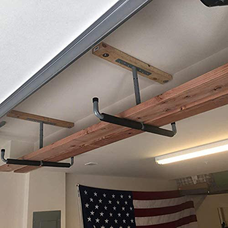 JH-Mech Heavy Duty Ceiling Double Storage Hooks Overhead Garage Storage Rack for Hanging Ladder Tool and Bike