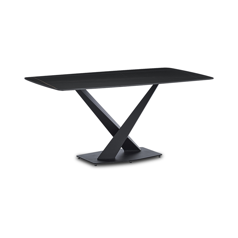 Black Ceramics Dining Table with Black Powder Coated Frame