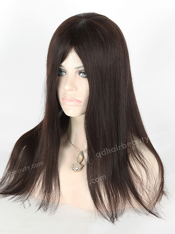 In Stock Brazilian Virgin Hair 16" Straight Natural Color Silk Top Glueless Wig GL-04069