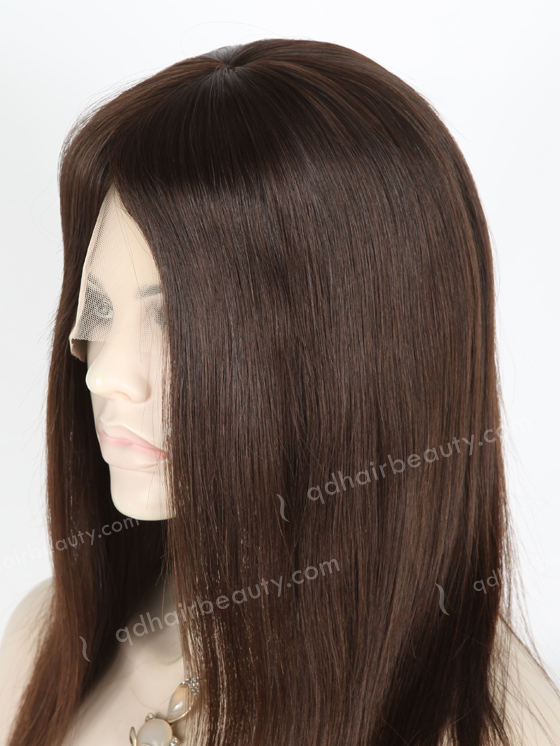 In Stock European Virgin Hair 16" Natural Straight Natural Color Lace Front Silk Top Glueless Wig GLL-08025