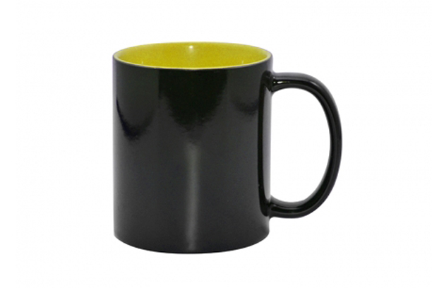 11oz. Black Color Changing Mug w/Inner Yellow