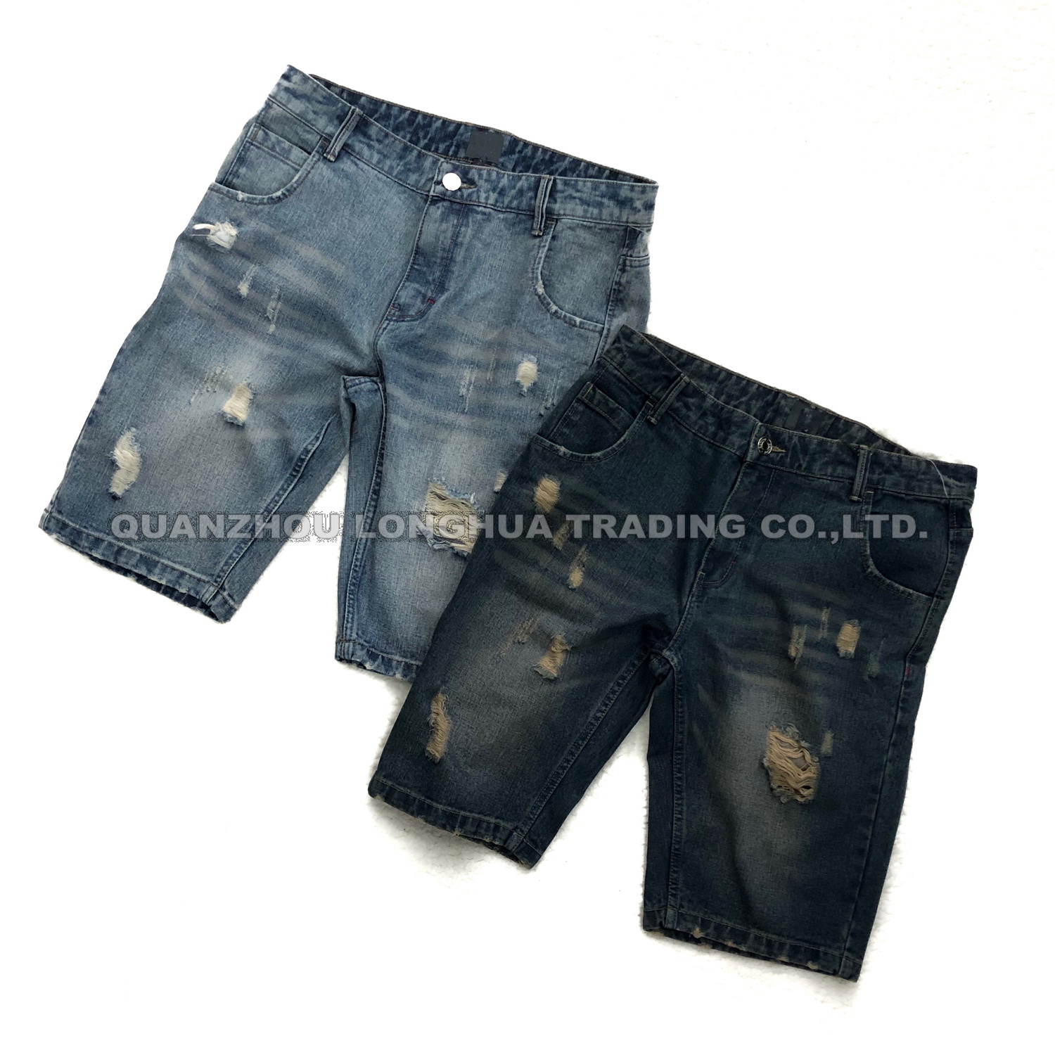 Men and Boys Denim Shorts Jeans Apparel Trousers Kids Wear New Fashion Cotton Hole Navy Blue