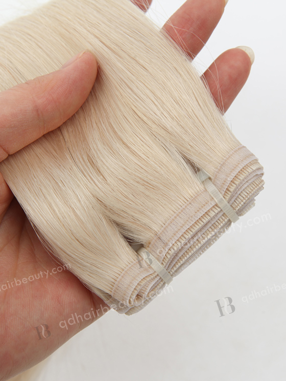 Platinum Blonde White Color Virgin Hair Flat Seamless Comfortable Hybrid Wefts WR-MW-187