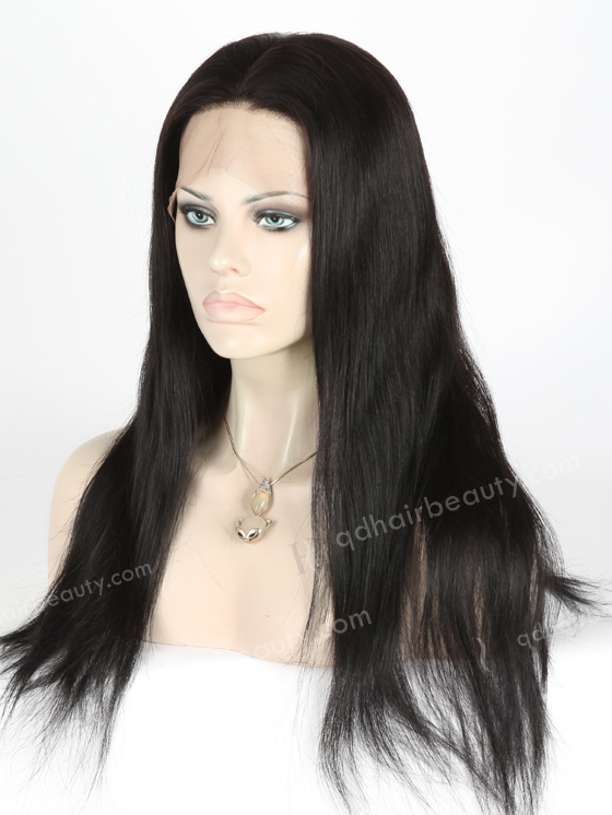 In Stock Indian Remy Hair 18" Straight Color #1b Silk Top Full Lace Wig STW-069