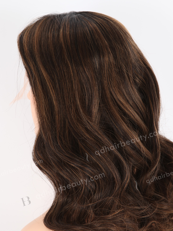In Stock European Virgin Hair 16" Beach Wave T1/2# With T1/30# Highlights Color Lace Front Wig RLF-08017