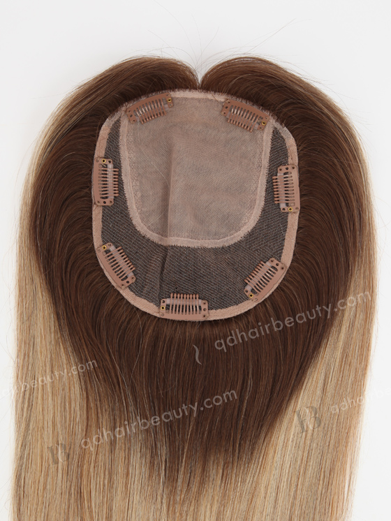 In Stock 5.5"*6.5" European Virgin Hair 16" Straight B116 Color Silk Top Hair Topper-129