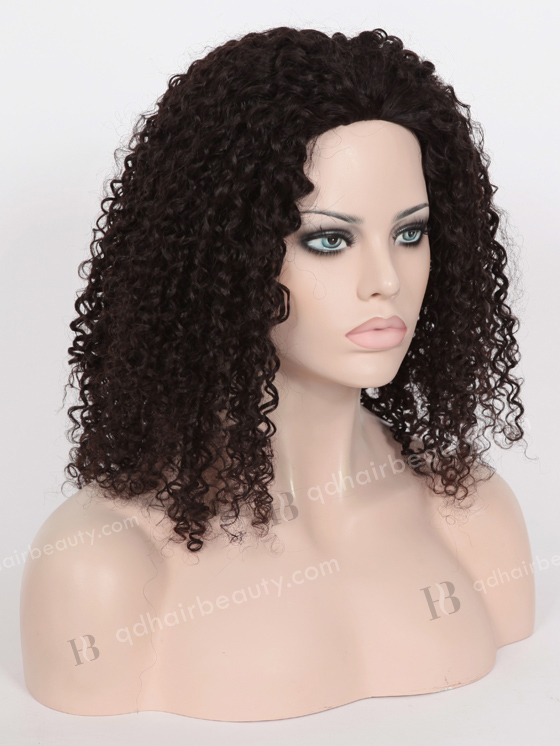 In Stock Brazilian Virgin Hair 18" Tight Curl 10mm Natural Color Full Lace Glueless Wig GL-04042