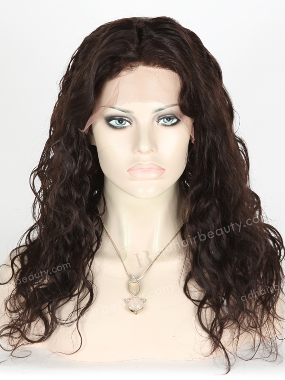 In Stock Indian Remy Hair 18" Very Wavy 25mm 1b# Color Lace Front Wig SLF-01045