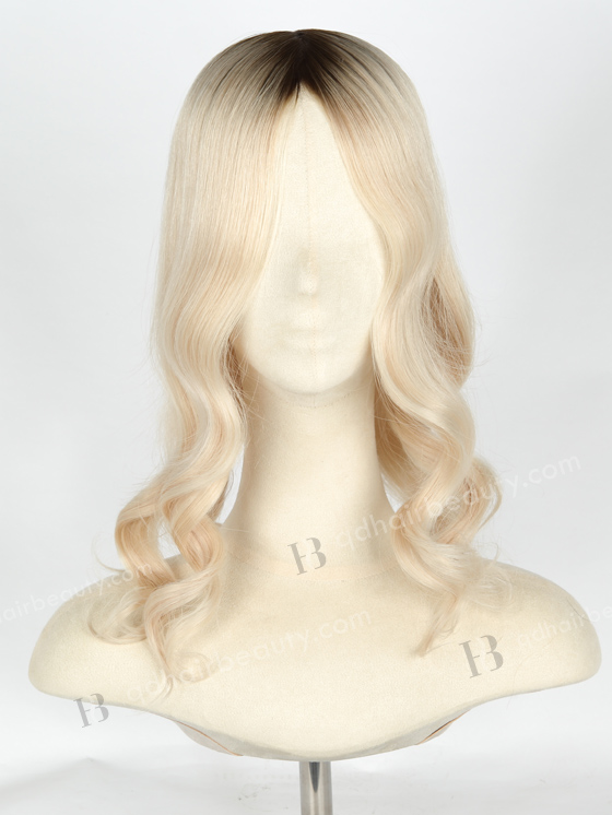 In Stock European Virgin Hair 16"  Beach Wave T9/White Color 8"×8" Silk Top Wefted Hair Topper-023