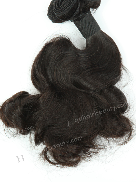 In Stock 7A Peruvian Virgin Hair 12" Double Drawn Wavy With Curl Tip Natural Color Machine Weft SM-674