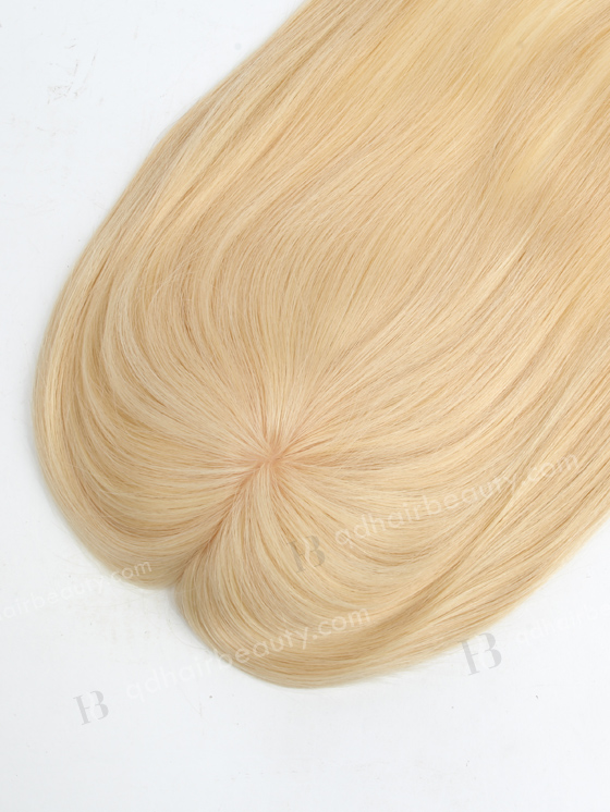 In Stock 5.5"*6" European Virgin Hair 16" Straight Color 613# Silk Top Hair Topper-041