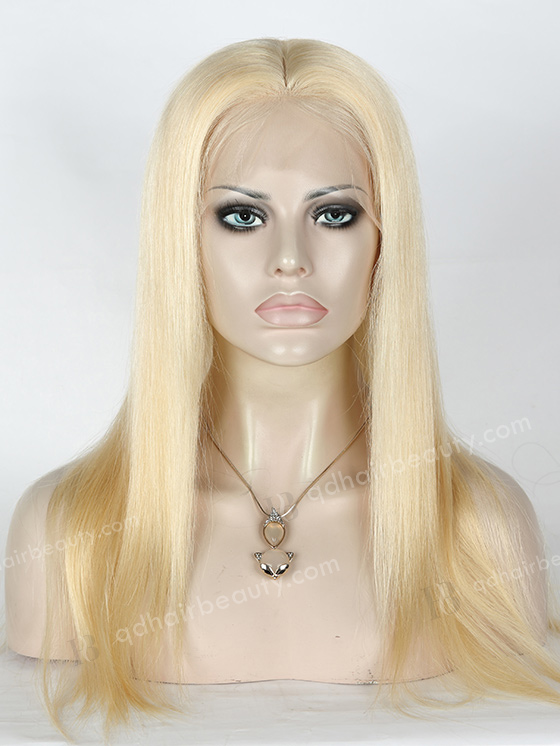 In Stock European Virgin Hair 18" Straight 613# Color Silk Top Full Lace Wig STW-822