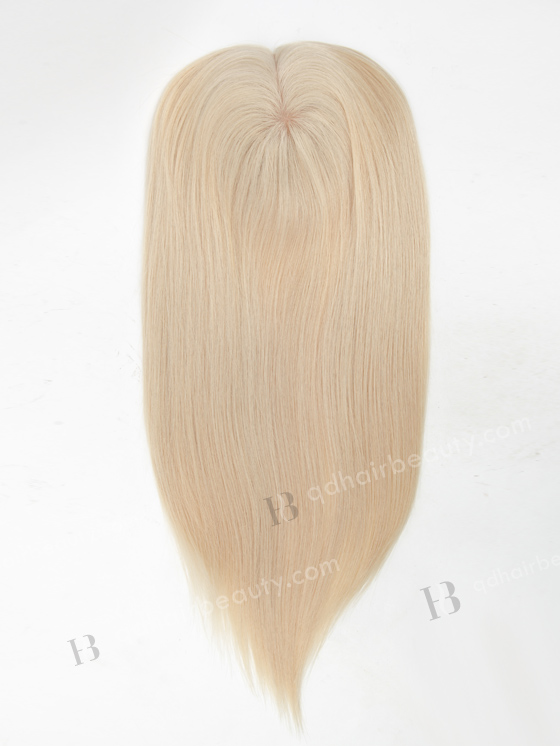 In Stock European Virgin Hair 16" straight White Color 5.5"×5.5" Silk Top Wefted Hair Topper-079