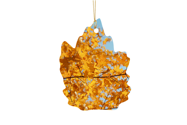 Sublimation Ceramic Ornament/Maple w/Hole w/Golden Rope