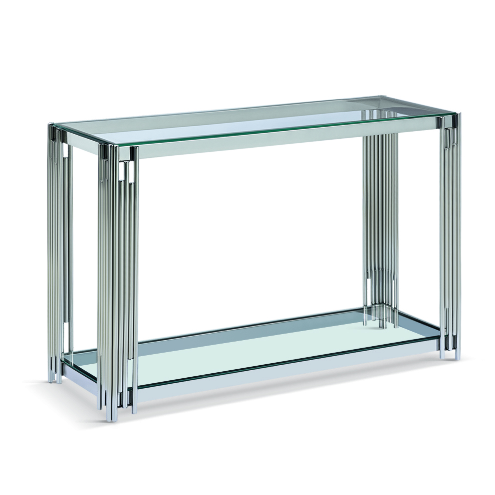 Stainless Steel  Console Table with Tempered Glass Table Top