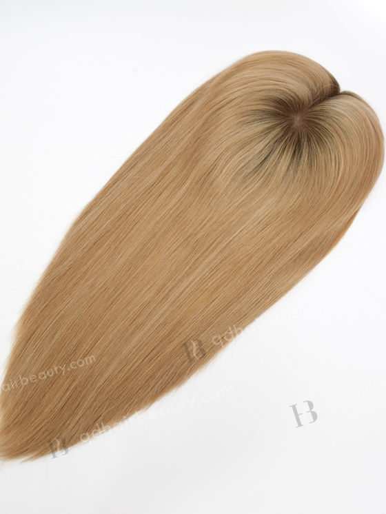 In Stock 5.5"*6.5" European Virgin Hair 16" All One Length Straight #8/25/60,Roots #9 Color Silk Top Hair Topper-151