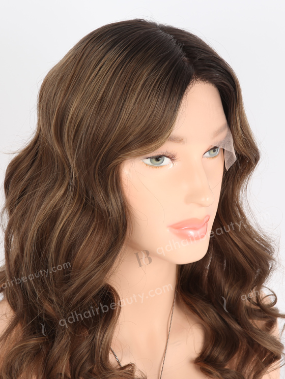 In Stock European Virgin Hair 16" Beach Wave T2/10# With T2/8# Highlights Color Lace Front Wig RLF-08020