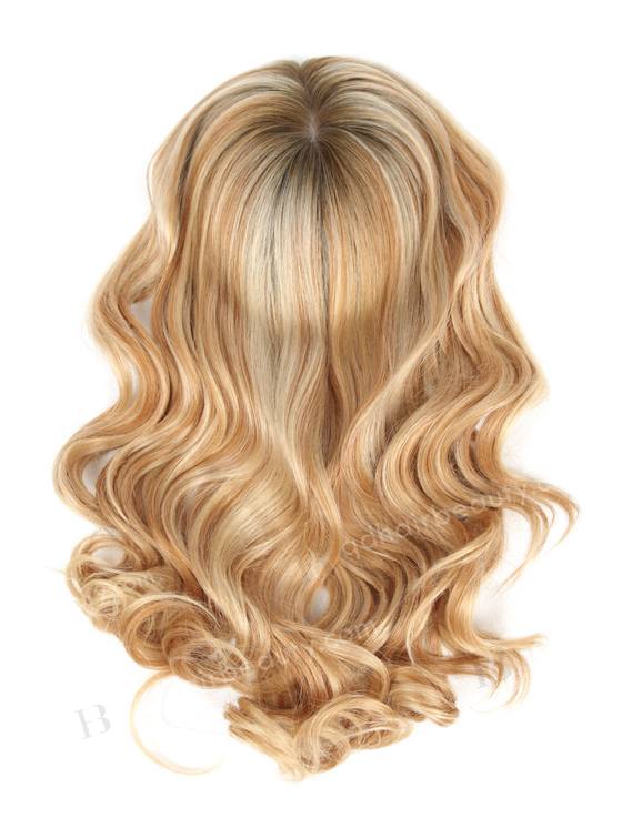 European Virgin Hair 16" One Length Bouncy Curl T9/613# with T9/18# Highlights 7"×7" Silk Top Weft Hair WR-TC-035