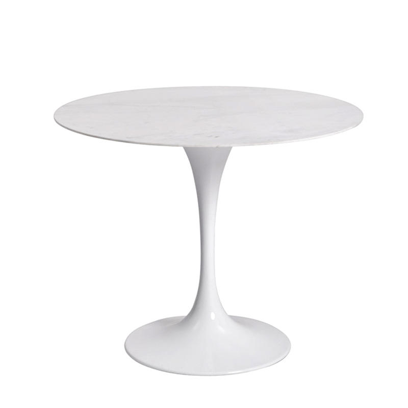 Round white marble top metal tulip base dining table S-5024K g
