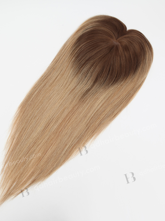 In Stock 5.5"*6.5" European Virgin Hair 16" Straight B116 Color Silk Top Hair Topper-129