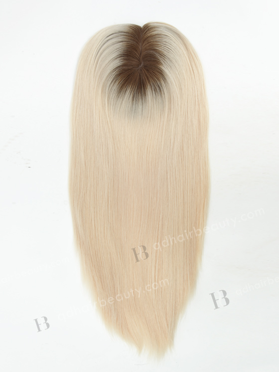 In Stock European Virgin Hair 16" One Length Straight T9/White Color 5.5"×5.5" Silk Top Wefted Kosher Topper-025