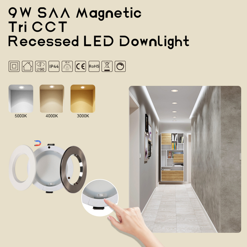 9W SAA Magnetic Tri CCT Recessed LED Downlight