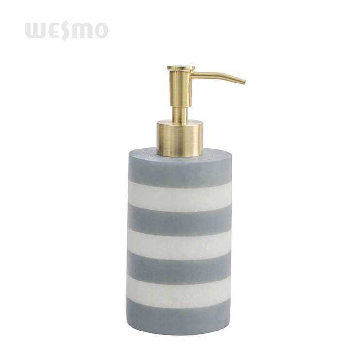 New Products Simple Sanitary Ware Bathroom Accessories Polyresin Soap Dispenser Stripes