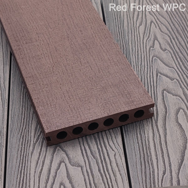 WPC Embossing 3# Decking W140×T24mm Red Brown