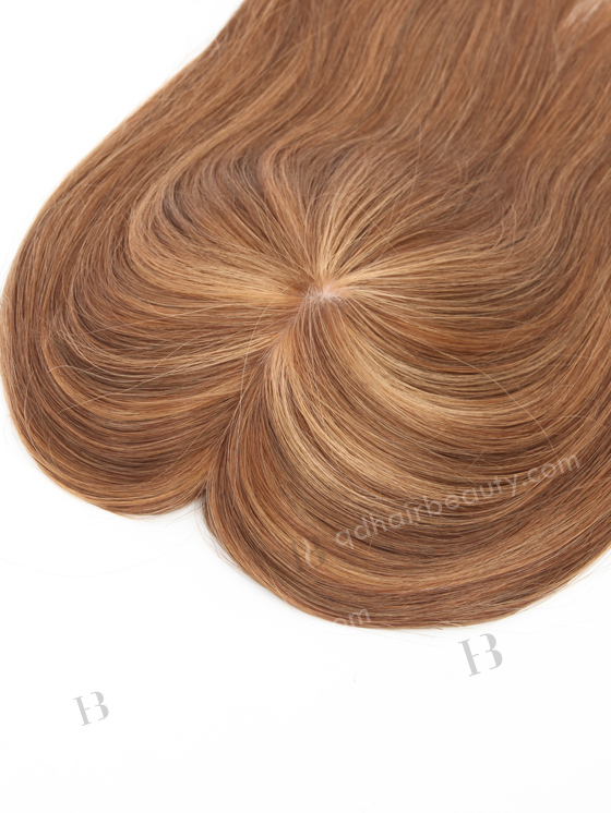 In Stock 5.5"*6.5" European Virgin Hair 16" Straight 4/10# Blended With 14# Highlights Color Silk Top Hair Topper-148